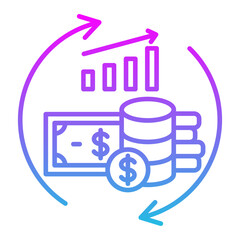 Cash Flow Line Gradient Icon