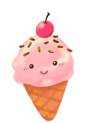 cute cartoon cone ice cream summer cold happy sweet treat doodle illustration