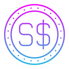 Singapore Dollar Line Gradient Icon