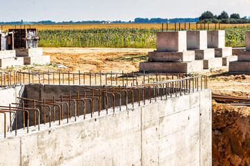 Monolithic reinforced concrete foundations for the construction of a residential building. Grillage...