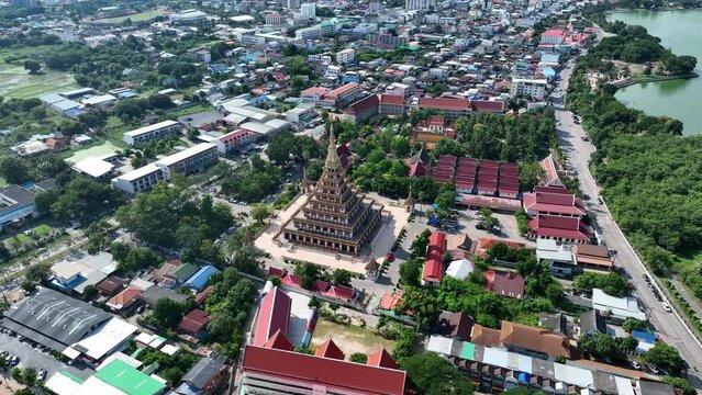Aerial view of Phra Mahathat Kaen Nakhon in Khon Kaen province, Thailand.