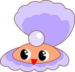Cute Cartoon Sea Animal Mother of Pearl Character