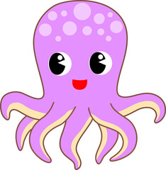 Cute Cartoon Sea Animal octopus Character