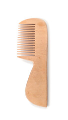 Baby wooden hair comb on white background