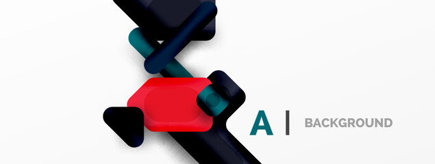 Minimal geometric abstract background. Colorful geometric blocks. Lines, squares and triangles composition wallpaper