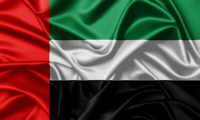UAE waving flag close up satin texture background