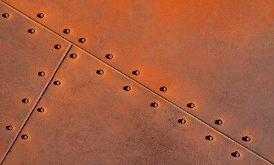 Rusty Metal with Screws for Wallpaper. Clipart Template Grunge Steel Background.
