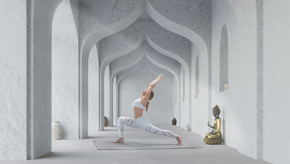 Young athletic attractive woman practicing yoga.