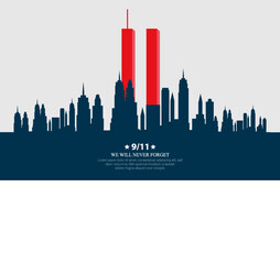 11 September- illustration for Patriot Day USA poster or banner. - obrazy, fototapety, plakaty
