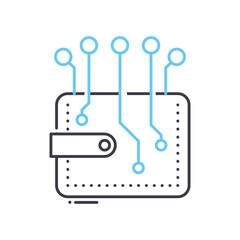digital wallet line icon, outline symbol, vector illustration, concept sign