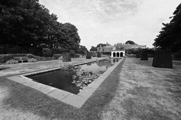 A pond at a castle in the UK. 