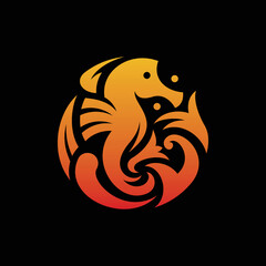 Seahorses Ornate Luxury Animal Logo, Orange Color Sea Horse Luxury Logo Design, Great logo for sea restaurant, jewelry, cosmetics