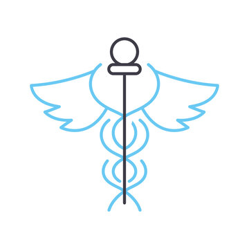 caduceus medicine line icon, outline symbol, vector illustration, concept sign