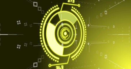 Obraz premium Image of scope scanning over shapes on black background