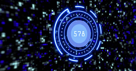 Image of scope scanning over moving columns on black background