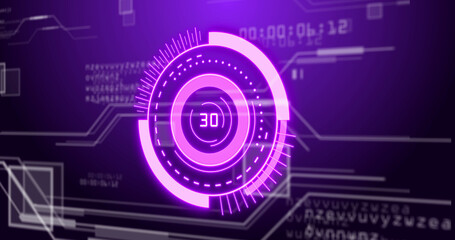 Image of scope scanning over data processing on black background