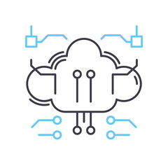 data cloud line icon, outline symbol, vector illustration, concept sign