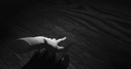 Tuinposter Image of hand walking in dark space © vectorfusionart