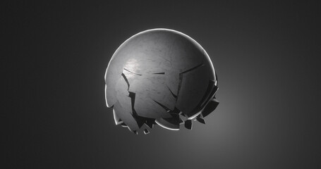 Image of sphere disappearing on grey background