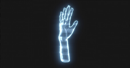 Obraz premium Image of holographic hand on black background