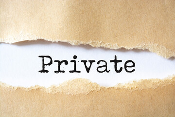 Torn paper with word "private"
