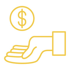 Hand Holding Coin Multicolor Line Icon