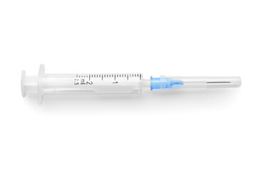 Empty medical syringe on white background