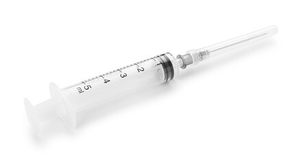 Empty medical syringe on white background