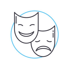 emotional masks line icon, outline symbol, vector illustration, concept sign