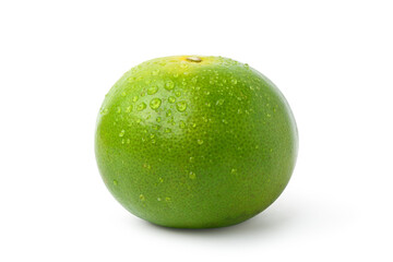 Tangerine orange with water droplets isolated on white background. Clipping path.