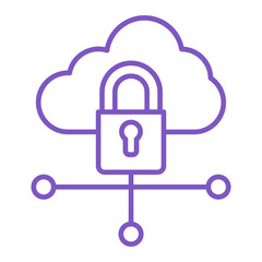 Cloud Lock Multicolor Line Icon