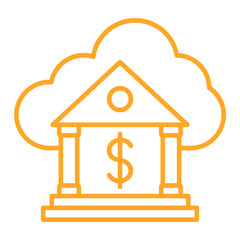 Cloud Banking Multicolor Line Icon