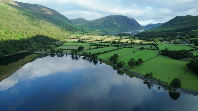 View of Buttermere Lake over to Crummock Water, Lake District.
