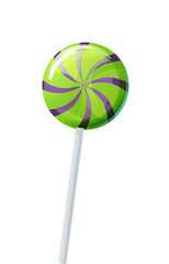 Candy on stick green striped peppermint bonbon