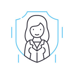 employee insurance line icon, outline symbol, vector illustration, concept sign