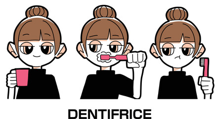 歯を磨く女の子のイラスト