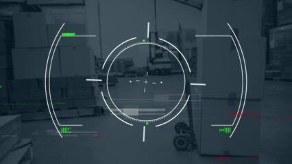 Animation of interference and scope scanning over warehouse - Powered by Adobe