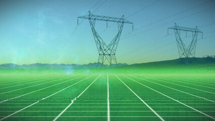 Animation of interference and white lines over pylons - Powered by Adobe