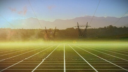 Animation of interference and white lines over pylons - Powered by Adobe