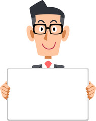 ホワイトボードを持つビジネスマン

