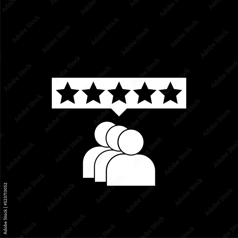 Poster the concept of reviews and user reviews icon isolated on dark background