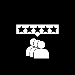 The concept of reviews and user reviews icon isolated on dark background