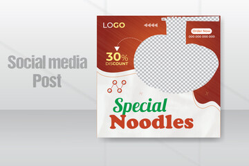 Fast food restaurant business marketing social media post or web banner template design with abstract background, Fresh pizza, burger, food menu and pasta online sale promotion flyer or poster.