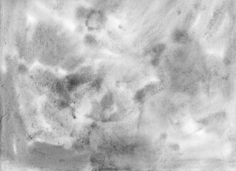 Watercolor painting white black gray abstract strokes, sky. Horizontal page texture, copy space grunge backdrop, retro texture, vintage background