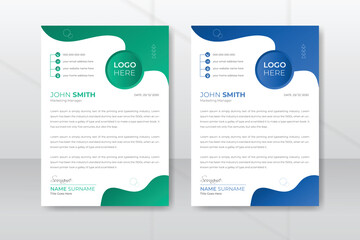 Modern and creative professional corporate letterhead template design with abstract shapes.