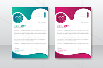 modern professional corporate letterhead template design with abstract shapes color variations