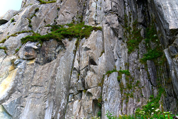 Scenic view of rocks and mountains at Schöllenen Gorge, Canton Uri, on a sunny summer day. Photo taken July 3rd, 2022, Schöllenen Gorge, Switzerland.