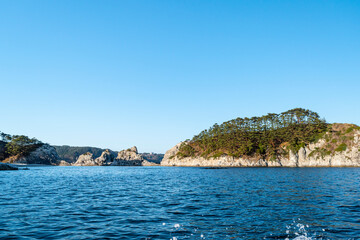 Obraz premium Scenic View of Jodogahama Rock Formations in Iwate, Japan