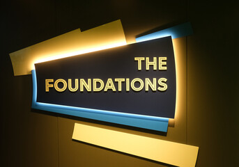 The foundations sign in the building