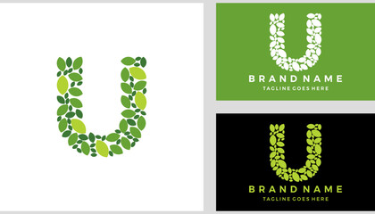 Letter Initial U leaf logo design vector template © nurazizahku94